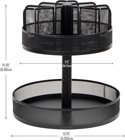 Mind Reader 2-Tier Snack Carousel, Countertop Organizer, Snack Tray, Breakroom, Kitchen, Black