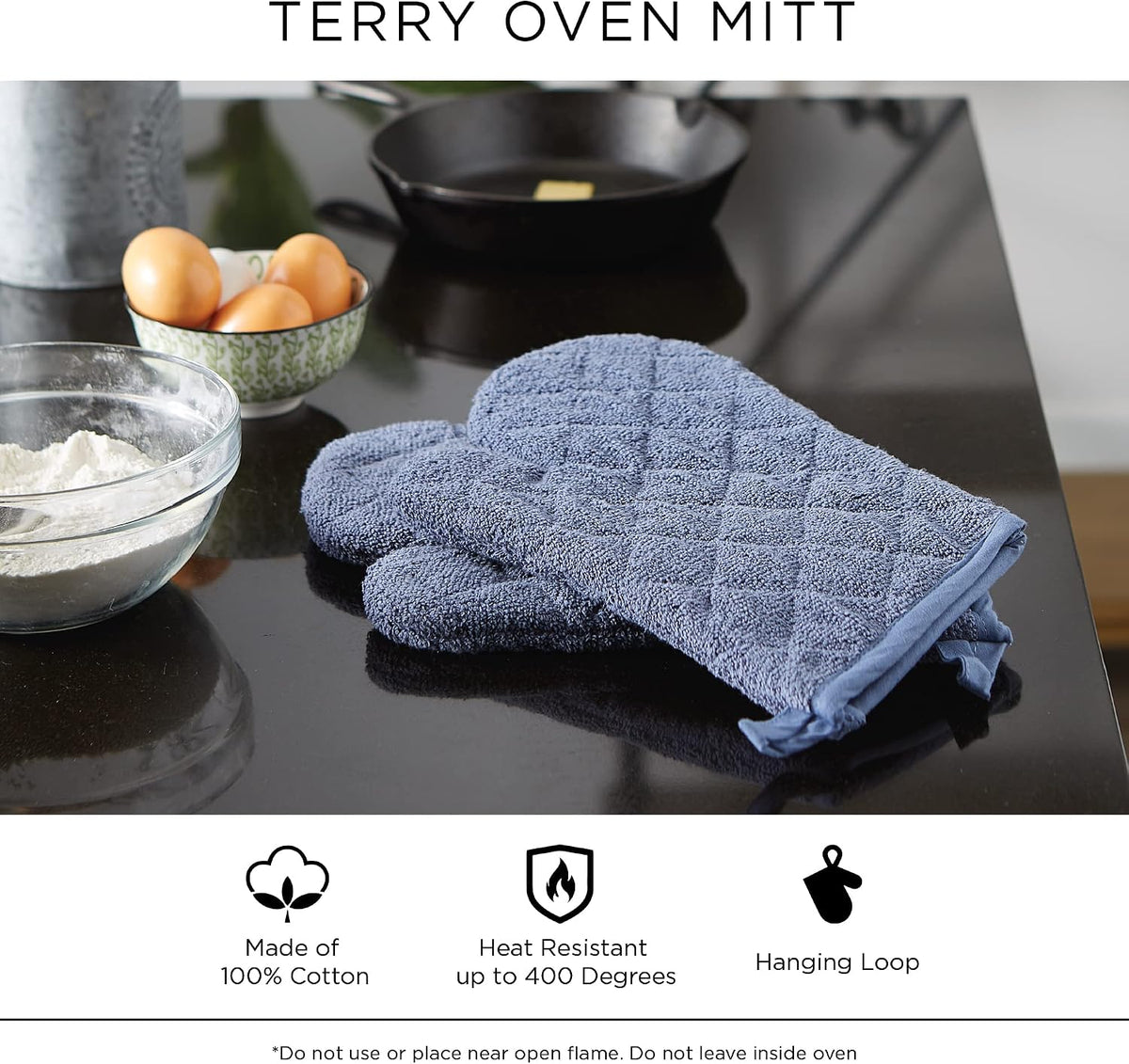 DII Basic Terry Collection 100% Cotton Quilted, Oven Mitt, Brown, 2 Piece