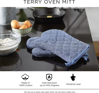 DII Basic Terry Collection 100% Cotton Quilted, Oven Mitt, Brown, 2 Piece