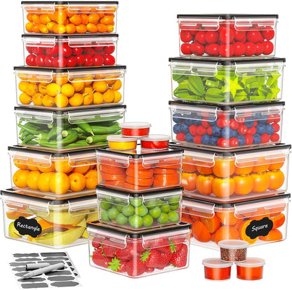 JSCARES 62 PCS Large Food Storage Containers with Lids Airtight (31 Lids & 31 Containers)- Reusable Plastic Leakproof Meal-Prep Container for Kitchen Storage Organization Microwave/Dishwasher Safe