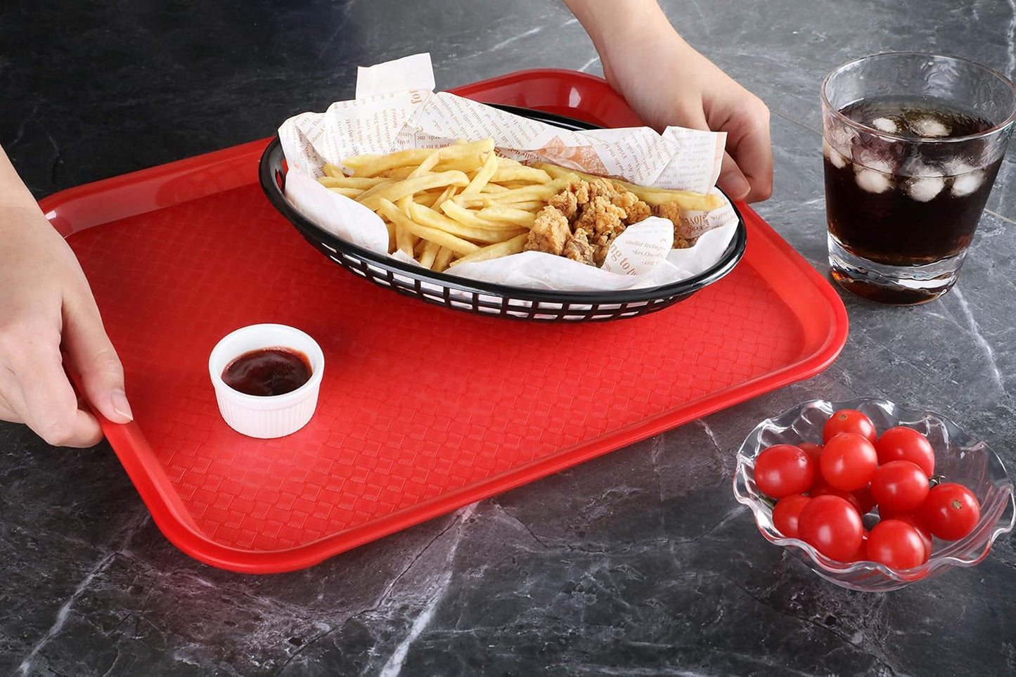 New Star Foodservice Fast Food Tray, Set of 12 (Black, 12 by 16-Inch)