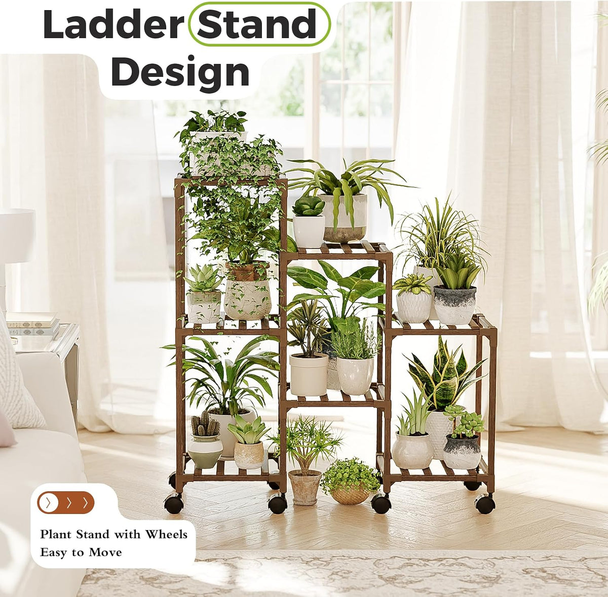 Bamworld Plant Stand Indoor Plant Shelf Outdoor Wood Plant Rack