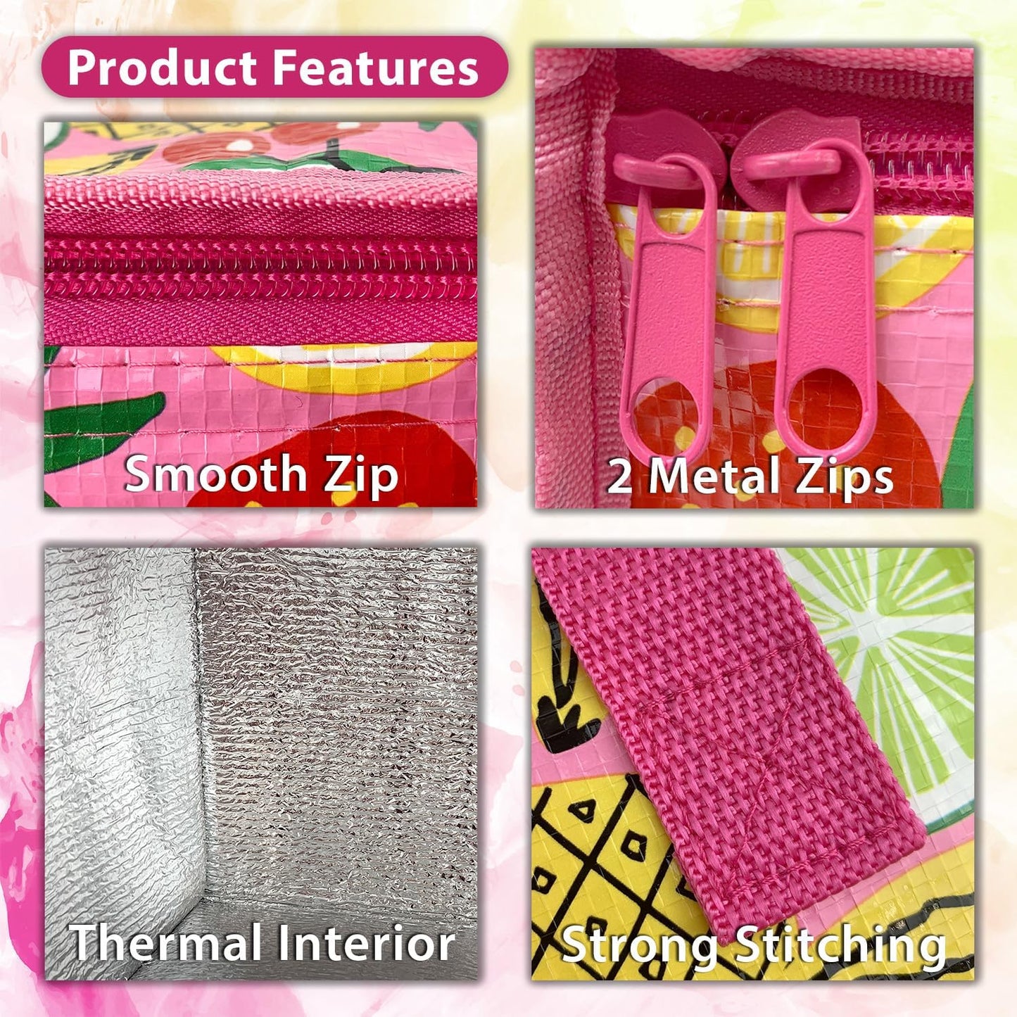 Fashion Stationery Insulated Lunch Bag Kids Lunch Box Folding Reusable Lunchbags for Girls or Boys Lunch Box for School, Beach or Travel Small Cooler or Picnic Coolers