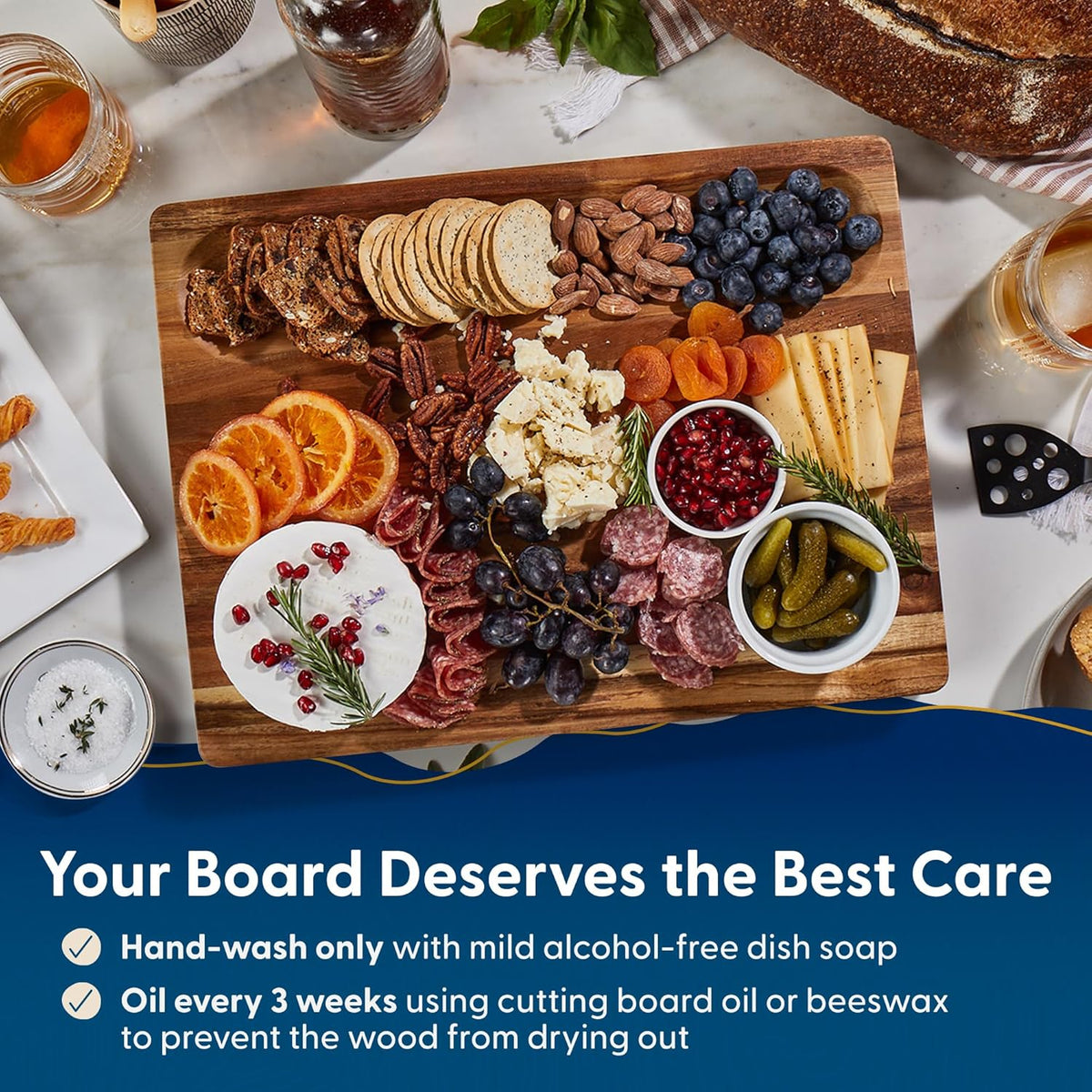 Sonder Los Angeles Doheny Wood Cutting Board Set | Acacia Edge Grain Cutting Board for Kitchen with Juice Groove | Perfect for Compact Daily Use | Gift Box Included | 14x10x1 in & 12x8x1 in