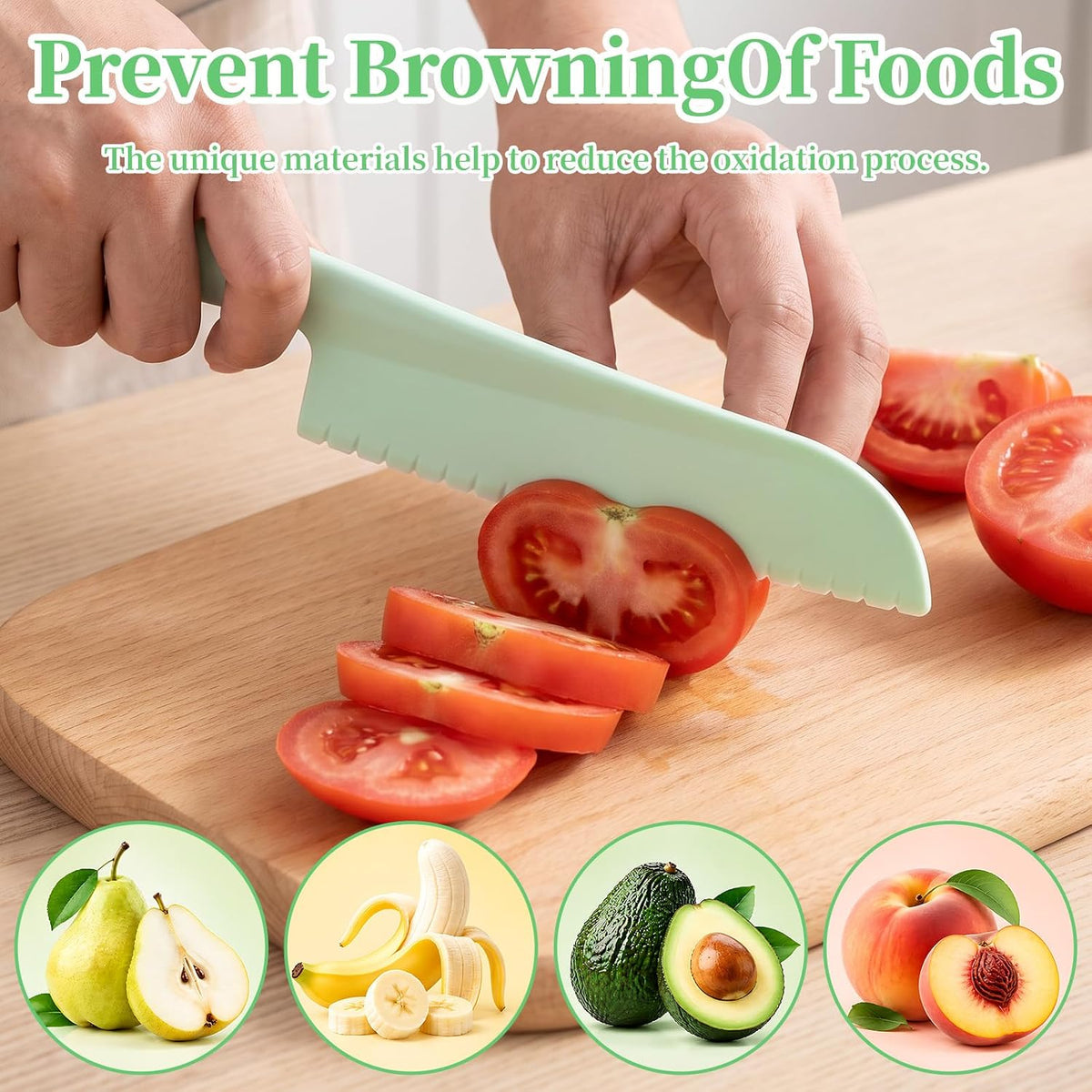 6-Piece Lettuce Knife, Plastic Knife for Cutting Lettuce, Prevents Browning