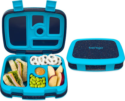 Bentgo Kids Bento-Style 5-Compartment Leak-Proof Lunch Box - Ideal Portion Sizes for Ages 3 to 7 - Durable, Drop-Proof, Dishwasher Safe, PFAS & BPA-Free & Made with Food-Safe Materials (Purple)