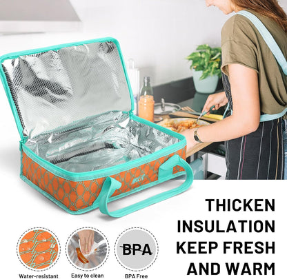 MIER Insulated Casserole Carrier for Hot or Cold Food Thermal Food Carrier Bag for Lasagna Potluck Parties Picnic Cookouts, Fits 9"x13" Baking Dish/Foil Pan, Red