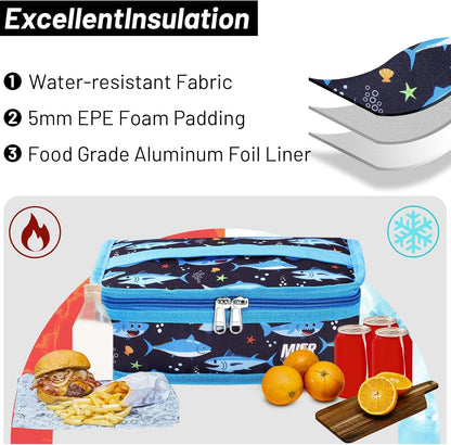 MIER Small Lunch Bag for Kids & Adults Compact Insulated Lunch Box Portable Thermal Mini Cooler for Work School Travel, Bluesteel