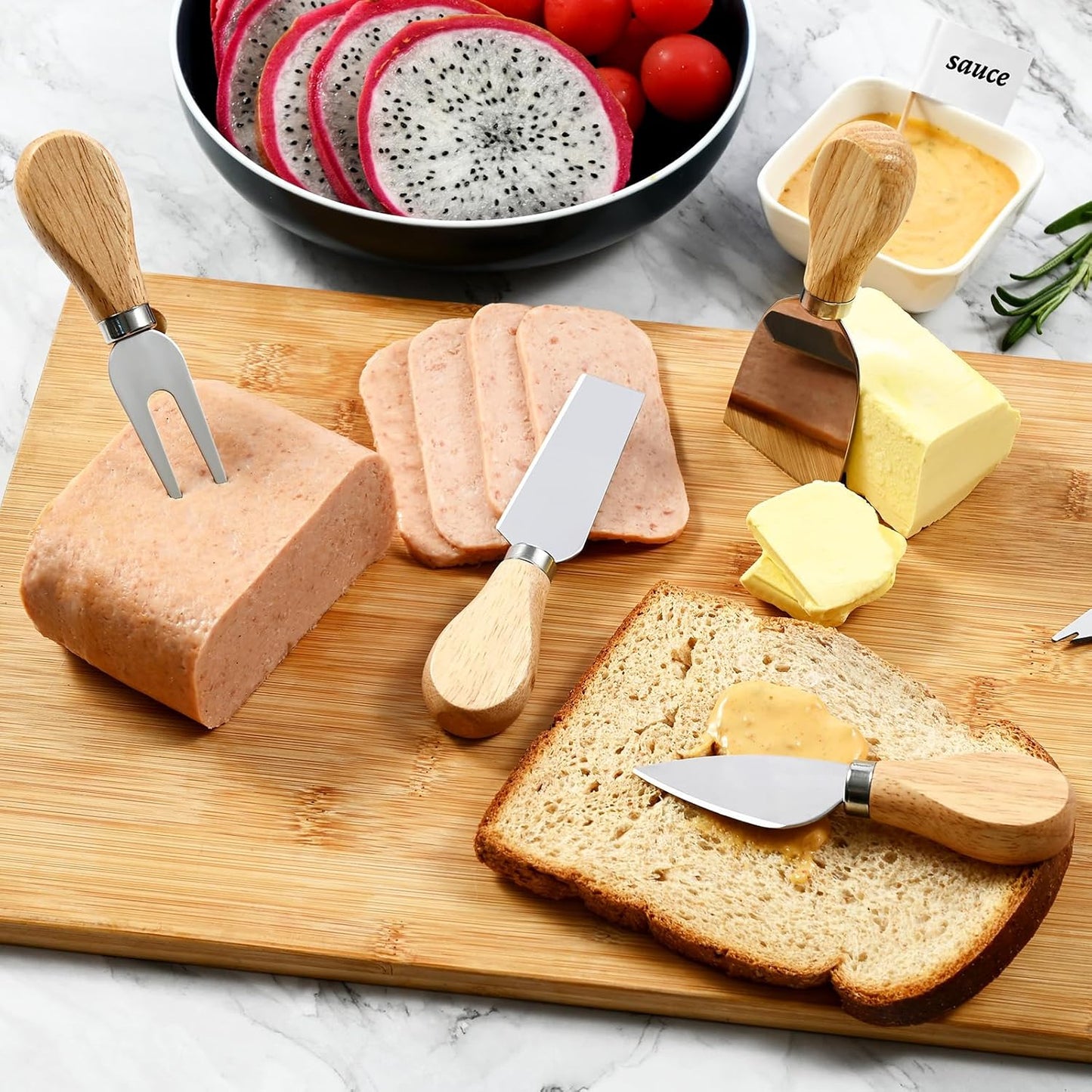FrutPunch Charcuterie Boards Accessories, Charcuterie Accessories with Cheese Spreader Set, Charcuterie Utensils also Include Tongs, Spoons, Forks, Honey Sticks, Flags, A Total of 95 Pieces