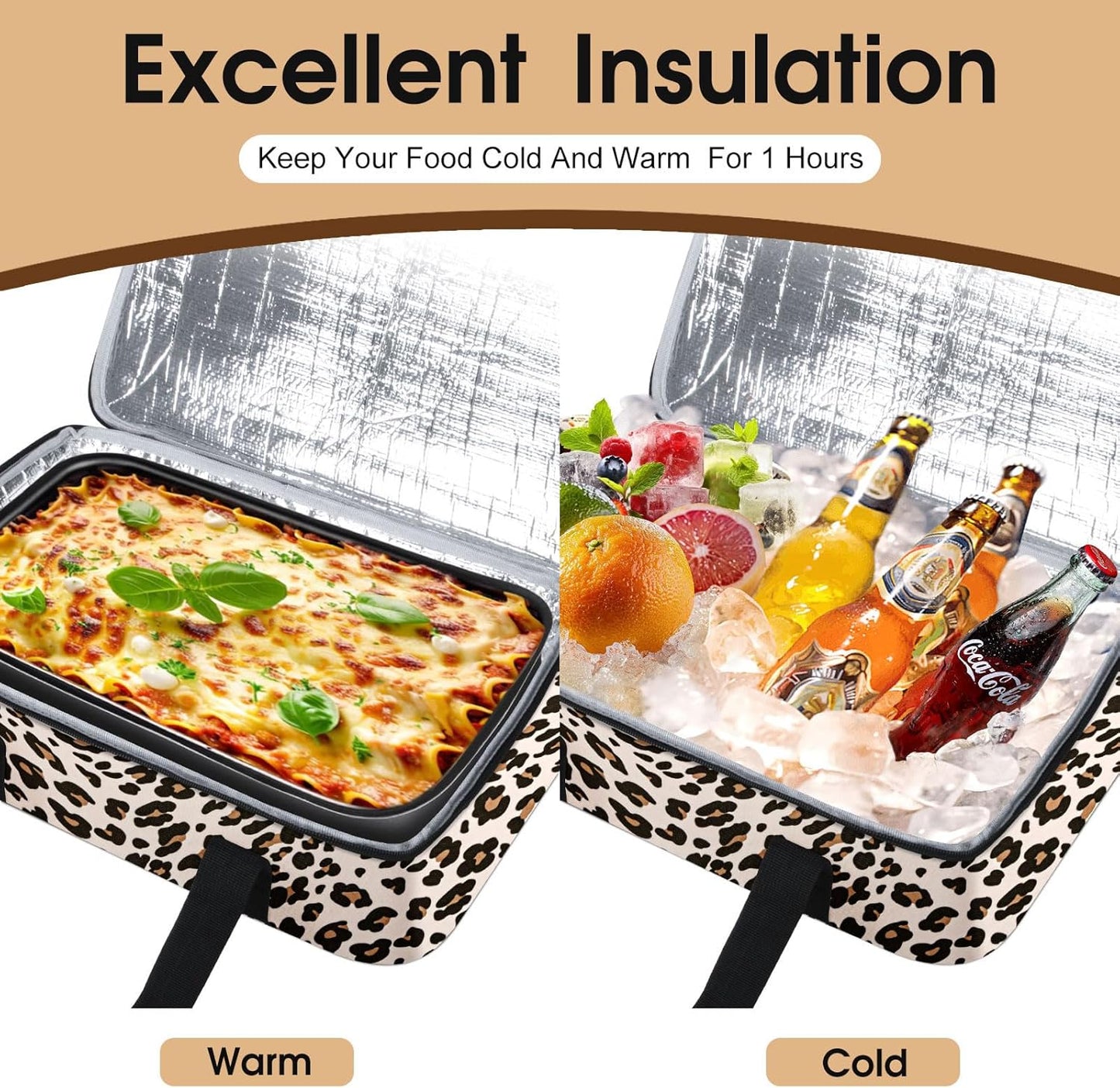 Insulated Casserole Carrier, Portable Casserole Carrier for Hot or Cold Food Lunch Tote Warmer or Cooler Bag, Lasagna Lunch Bag for Potluck Parties- Fits 9" x 13" Baking Dish-Charcoal Grey