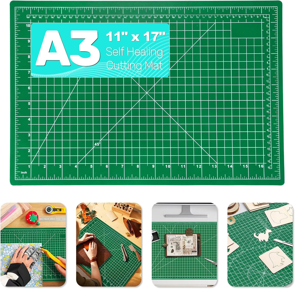 Self Healing Cutting Mat, 17" x 23", Double-Sided Rotary Cutting Mat for Sewing, Quilting, Scrapbooking & Craft, Large Craft Cutting Board for Hobby Use(A2)