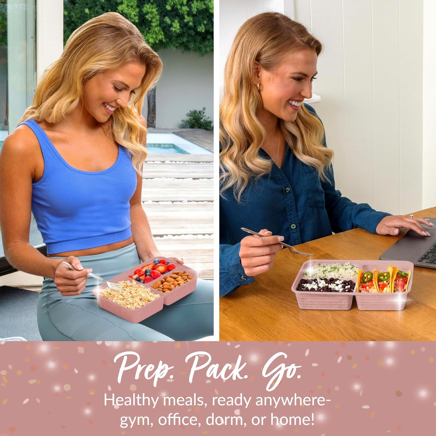 Bentgo Prep - 20-Piece 3-Compartment Reusable Meal Prep Containers with Lids, PFAS & BPA Free Materials, Durable, Microwave, Freezer, & Dishwasher Safe To Go Food Storage (Stone Gray)