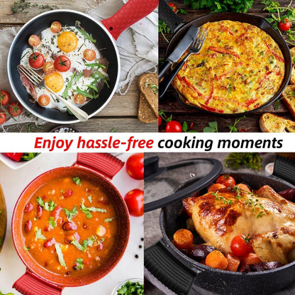 Silicone Assist Hot Pan Handle Holder Hot Skillet Handle Covers Pot Holder Sleeve Cast Iron Skillets Nonslip Heat Resistant for Enameled Griddles Casserole Frying Pans Cookware(4PACK/Black)