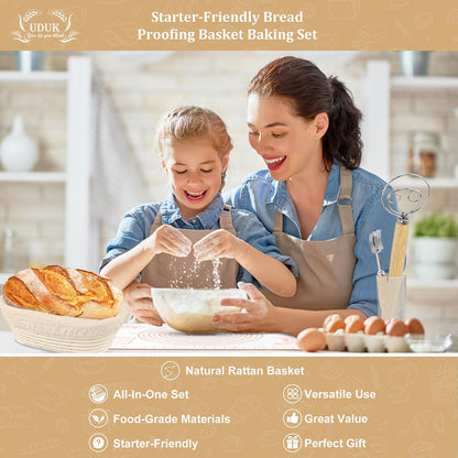 Sourdough Baking Kit, 2 Oval Banneton Proofing Basket Set