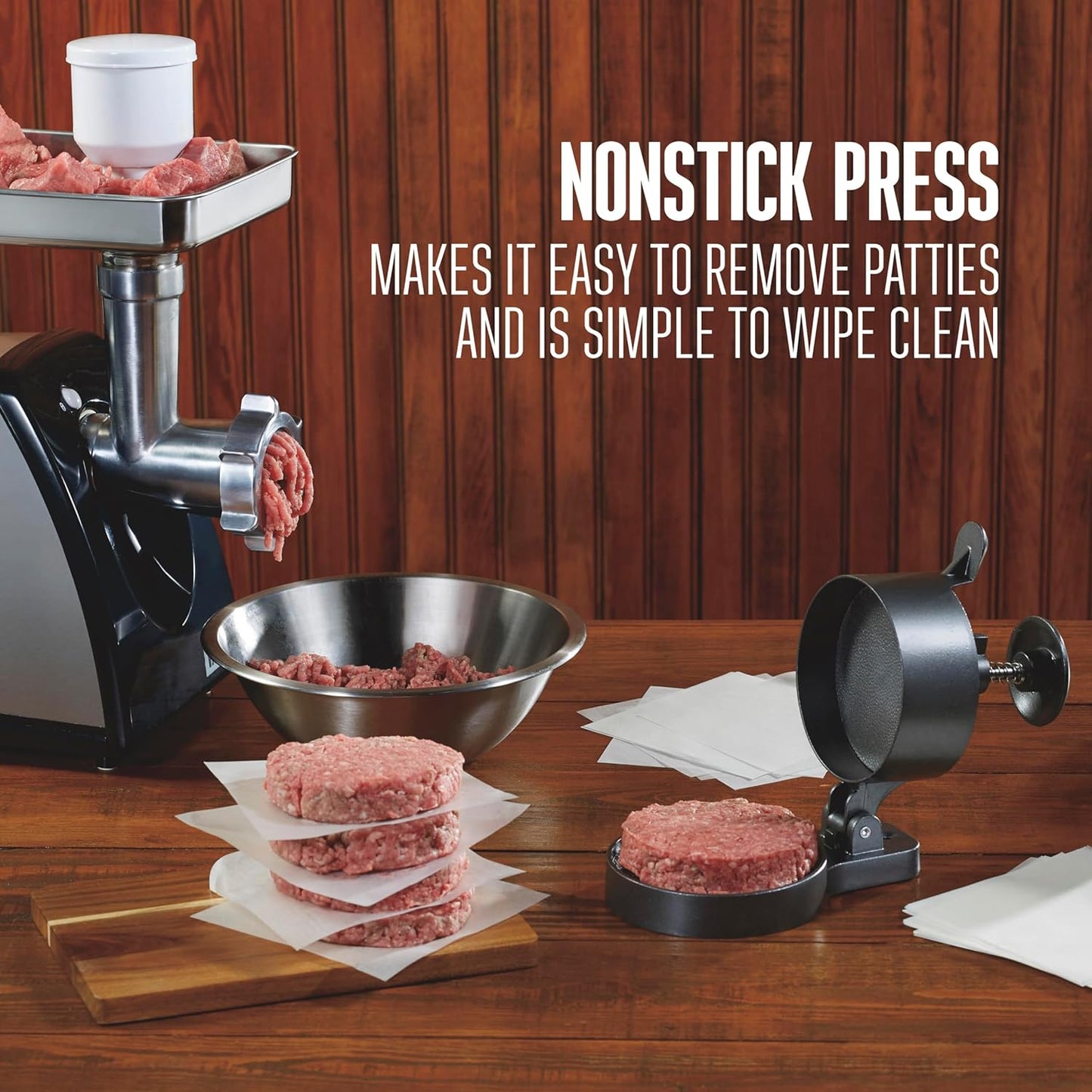 Weston Burger Press, Makes 4 1/2" Diameter Patties for Hamburger, Crab Cakes, Sausage, 1/4lb to 3/4lb, Single, Non-stick Heavy-Duty Cast Aluminum (07-0301)