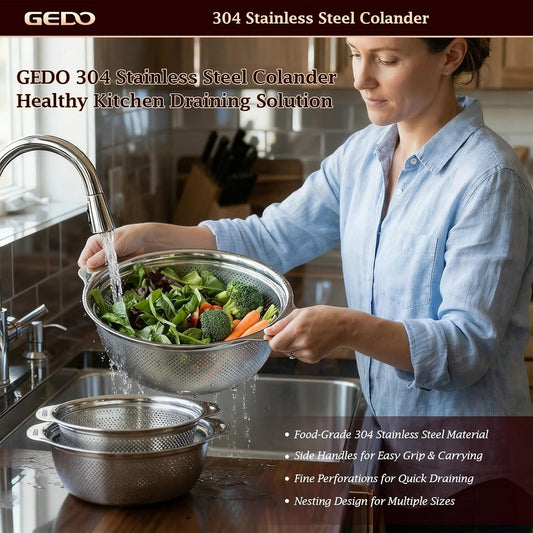 GEDO Stainless Steel 4 Piece Mixing Bowls Set, SUS316 Metal Nesting Bowls, Silver, Kitchen Food Prep Serving Bowls (7.07/8.64/10.21/11.79 in)