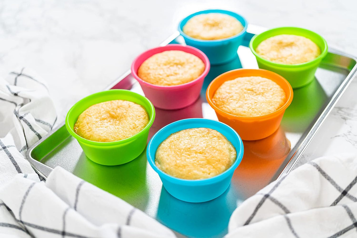 Bakerpan Silicone Jumbo Muffin Liners for Baking - Set of 8 Large 3.5 Inch Air Fryer Muffin Cups & Jumbo Cupcake Liners for Egg Bites, Quiche, Cheesecake & Muffins - Non-Stick, BPA-Free