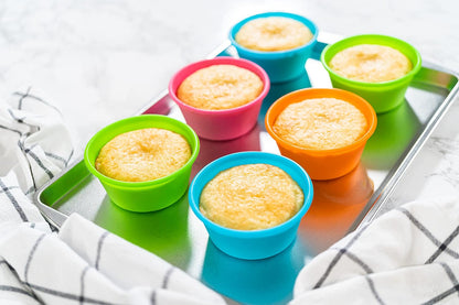Bakerpan Silicone Jumbo Muffin Liners for Baking - Set of 8 Large 3.5 Inch Air Fryer Muffin Cups & Jumbo Cupcake Liners for Egg Bites, Quiche, Cheesecake & Muffins - Non-Stick, BPA-Free