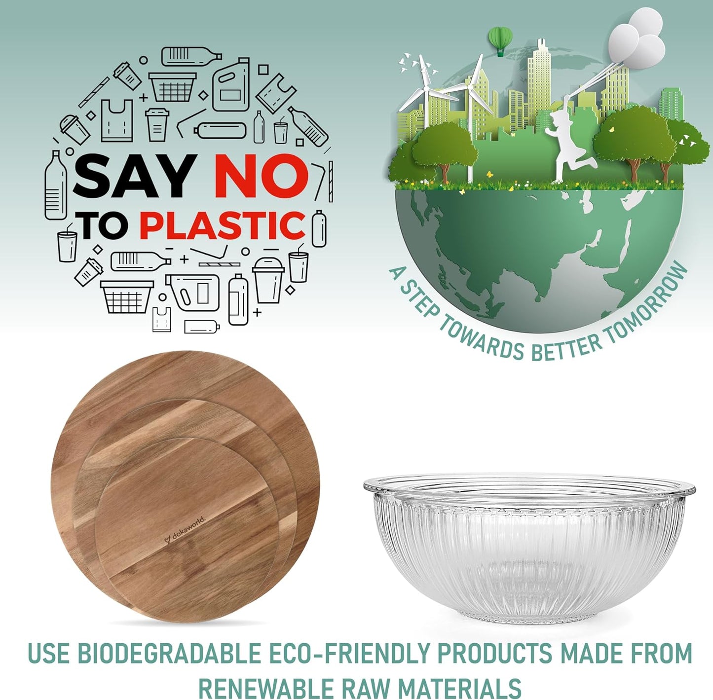 Set of 4 Stackable Space-Saving Nesting Glass Bowls with Airtight Acacia Lids for Lunch, Meal & Food Prep - Microwave & Oven-ready BPA Free Durable Heat Resistant Inert Borosilicate Glass