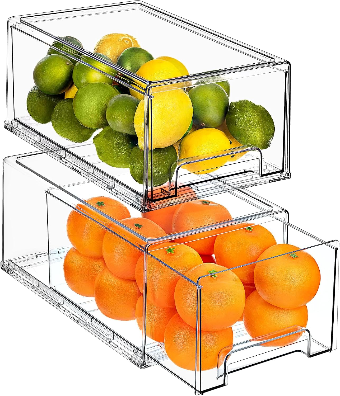 Sorbus Plastic Storage Bins Stackable Clear Pantry Organizer Box Bin for Organizing Kitchen Fridge, Food, Snack Pantry, Fruit, Vegetables, Bathroom, Wide & Narrow Deep (4 Pack)