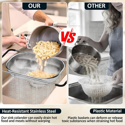 4-1 Colander with Bowl & Spoons Set - Rotatable Colander for kitchen with New Upgraded Graters, Food Strainer(Patented) for Pasta, Fruits, Vegetables, Funny Presents for Women, Beige