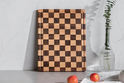 THETCHRY Cutting Boards for Kitchen, Checkered Walnut Wooden Cutting Board