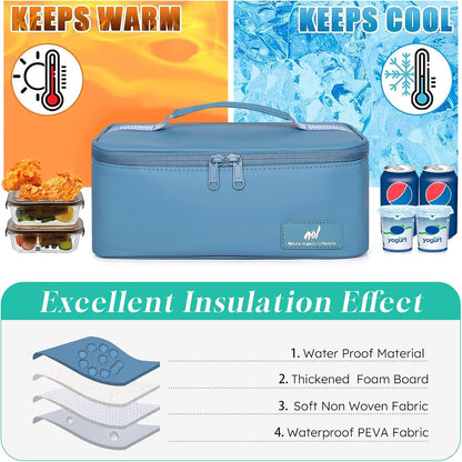 NOL Mini Insulated Lunch Bag for Women Men Kids | Small Leakproof Reusable Lunch Tote | Fits 6 Cans 330ml | Thermal Cooler for Work School Picnic Camping, Navy blue