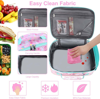 RHCPFOVR Kids Lunch Bag - Insulated Lunch Box for Boys Girls,Washable Lunch Bag and Reusable Toddler Leak-proof Lunchbox for School and Daycare - Colors A