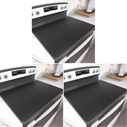Stove Top Cover for Electric Stove- Range Covers for Electric Stove,Silicone XXL Dish Drying Mat, Glass Cooktop Covers, Flat RV Range top Mats (Black, 28"x20")