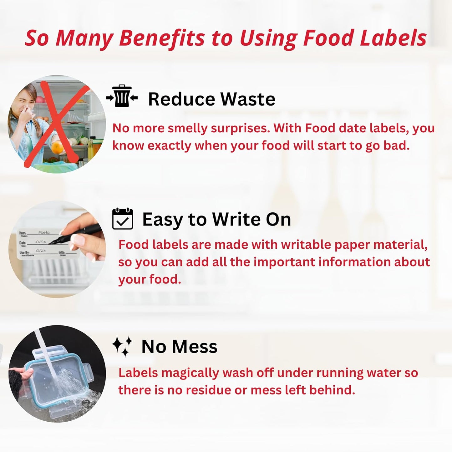 2x1 Dissolvable Food Labels, 1000 Label Stickers, Bottle Labels for Storage Bins, Sticker Labels for Food containers, (1000, Blue)