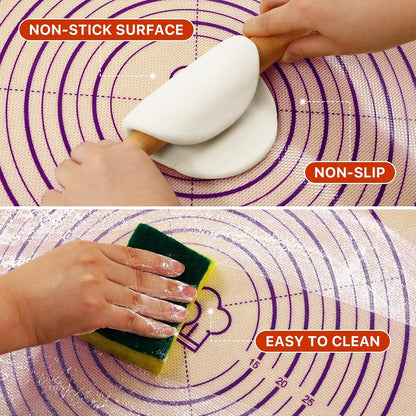 Silicone Baking Mat,28" x 20" Extra Thick Large Non Stick Sheet Mat with Measurement Non-slip Dough Rolling Mat,Reusable Food Grade Silicone Counter Mat for Making Cookies,Macarons,Bread and Pastry