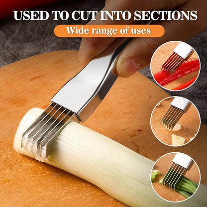 Green Onion Slicer 2 Pack, Upgrade Stainless Steel Multi-Blade Shredder