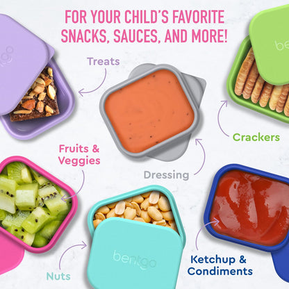 Bentgo Sidekicks 2-Pack Silicone Container Set - Dipping Sauce Cups for Condiments & Small Snacks, Reusable, Durable, & Leak-Proof Liquid Storage, Salad Dressing Container - 2.6 oz (Lavender & Pink)