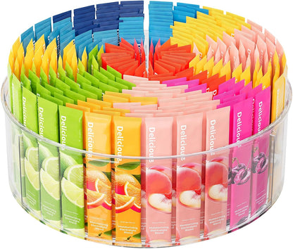 2 Pack Lazy Susan Organizer, 9 inch Rotating Storage Organizer with 4 Removable Bins, Lazy Susan Turntable Organizer for Fridge, Kitchen, Vanity, Cabinet