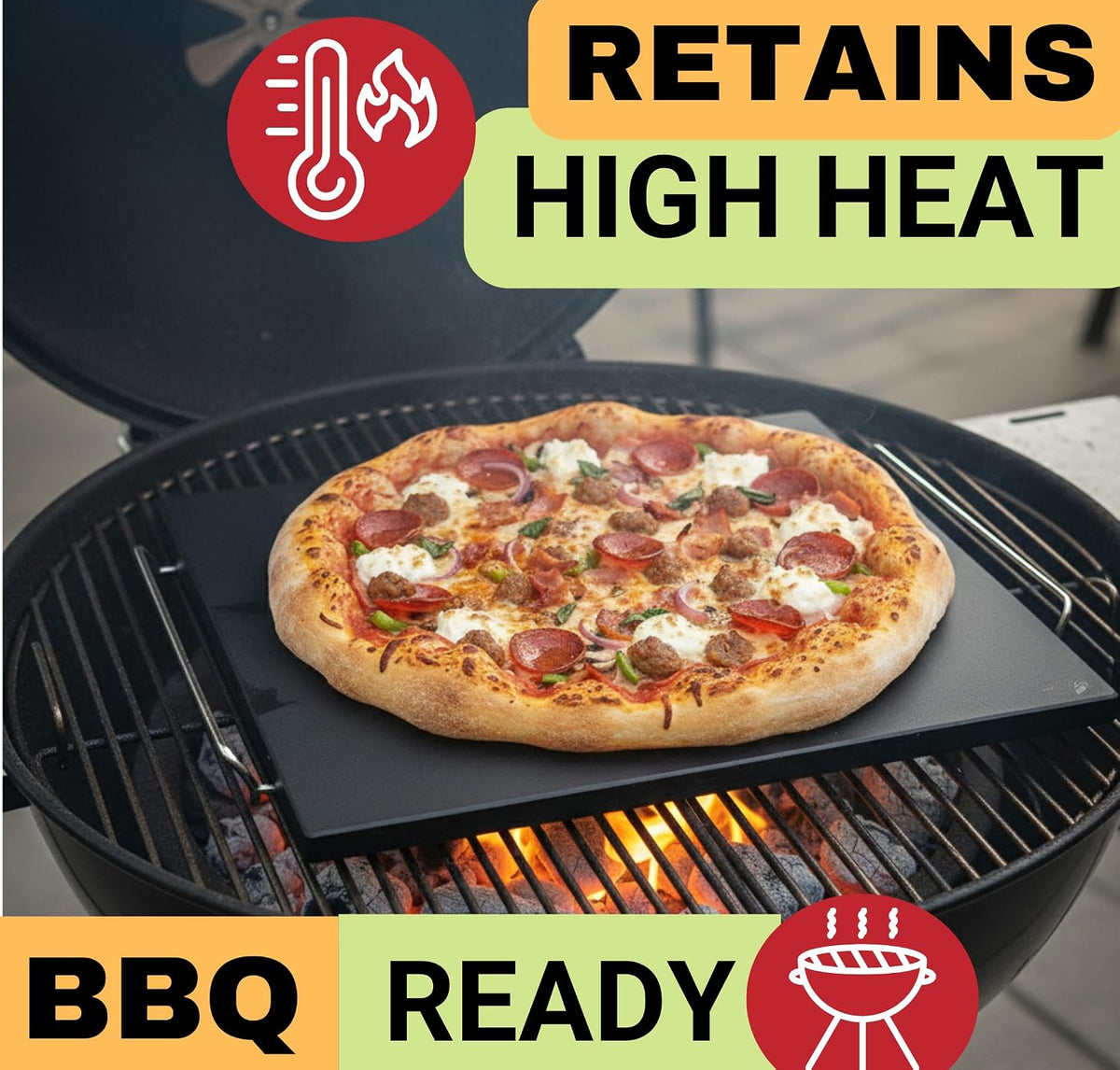 Pizza Stone for Oven and Grill Set - 5PCS Pizza Making Accessories Kit - 15 inch Pizza Stone with Handles, Pizza Peel, Pizza Cutter, Dough Tool - Baking Stone for Bread - Large Rectangular Oven Stones