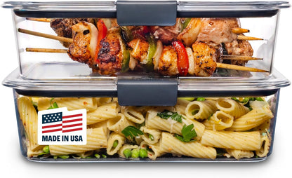 Rubbermaid Brilliance BPA Free Airtight Food Storage Containers with Lids, Set of 4 (4.7 Cup) Ideal for Lunch, Meal Prep, and Leftovers