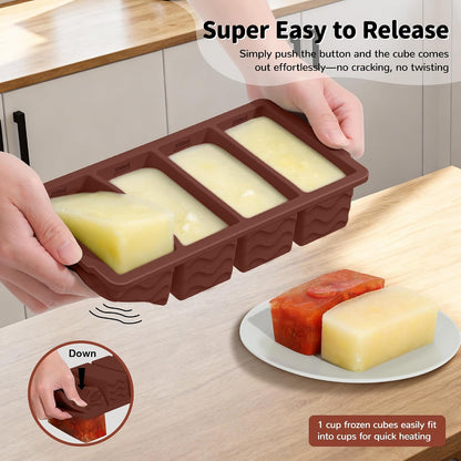 3-Pack Silicone Freezer Trays with Lid,2 Large 2-Cup(500ml)&4 Medium 1-Cup(250ml)&6 Small 1/2-Cup(125ml) Soup Freezer Container Molds,Ice Cube Tray For Meal Prep&Freezing Soup,Stews,Sauces