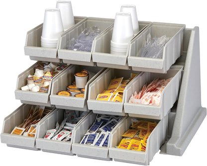 Cambro Versa - Self Serve Condiment and Utensil Bin - 12 Storage Bins - Ideal for food and coffee condiments (Black)