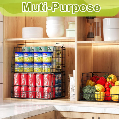 Jakyitvi 4 Pack XXL Stackable Wire Storage Basket, Extra Large Capacity Pantry Organizer and Storage, Muti-Purpose for Vegetable Fruit Basket & Can Organizer & Snack Rack & Metal Pantry Bin
