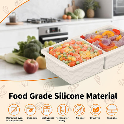 3-Pack Silicone Freezer Trays with Lid,2 Large 2-Cup(500ml)&4 Medium 1-Cup(250ml)&6 Small 1/2-Cup(125ml) Soup Freezer Container Molds,Ice Cube Tray For Meal Prep&Freezing Soup,Stews,Sauces