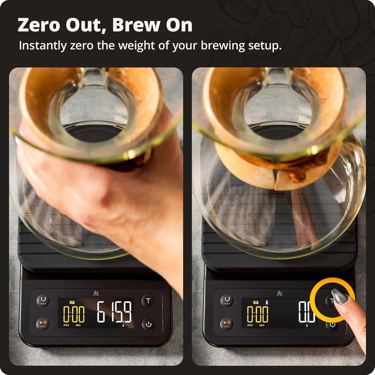 Greater Goods Coffee Scale with Timer, 0.1g Precision for Espresso & Matcha