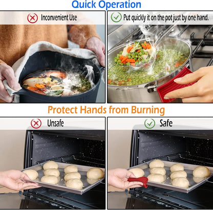 Silicone Assist Handle Holder, Hot Skillet Handle Covers Pot Grip Handle Sleeve Cast Iron Skillets Non-Slip Heat Resistant Pan Grip Cover for Cast Iron Woks Frying Pans Griddles Skillets (Red)