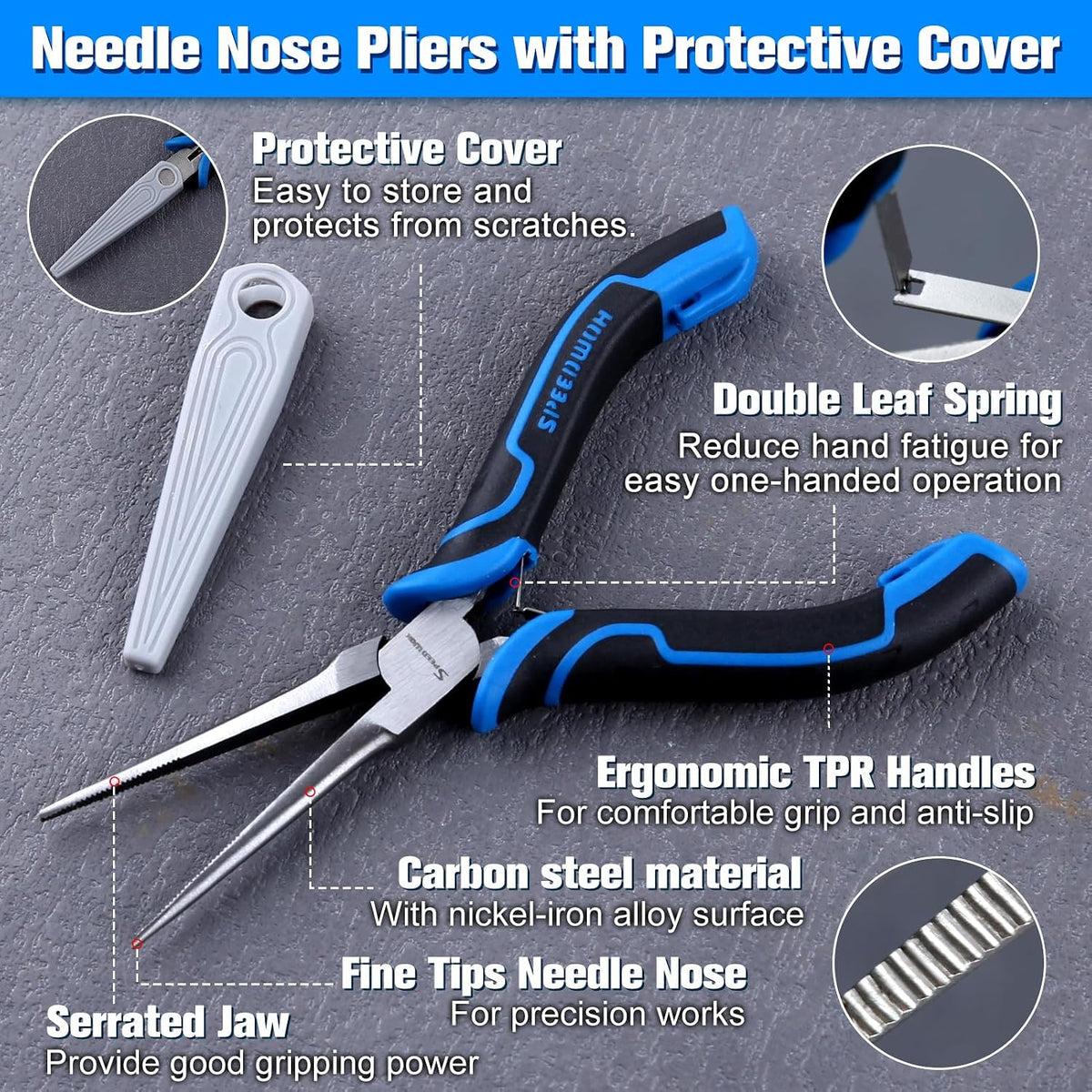 SPEEDWOX Long Reach Bent Needle Nose Pliers With Smooth Jaw Angled Needle Nose Pliers For Jewelry Making Fish Bone Pliers Tweezers Bent Chain Nose Pliers For Wire Bending And Small Object Gripping