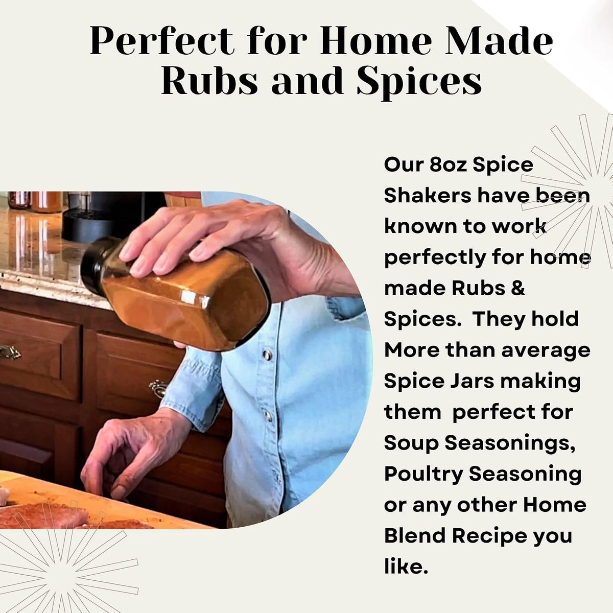 JARMING COLLECTIONS 16oz Glass Spice Shakers with Lids – Large Seasoning Containers with Shaker Tops for Kitchen, Pantry & Herb Storage