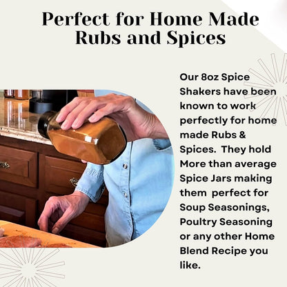 JARMING COLLECTIONS 16oz Glass Spice Shakers with Lids – Large Seasoning Containers with Shaker Tops for Kitchen, Pantry & Herb Storage