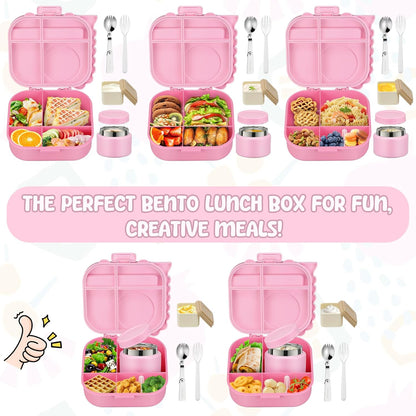 Lunch Box Kids, Leak Proof 5 Compartment Bento Box for Kids, 13oz Thermo for Hot Food Kids Lunch Box,Hot Lunch Box for School Travel