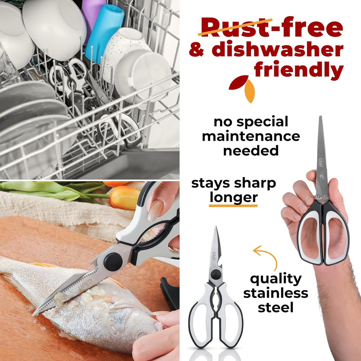 5 Blade Herb Scissors Set with Kitchen Shears - Lifetime Replace. Warranty*