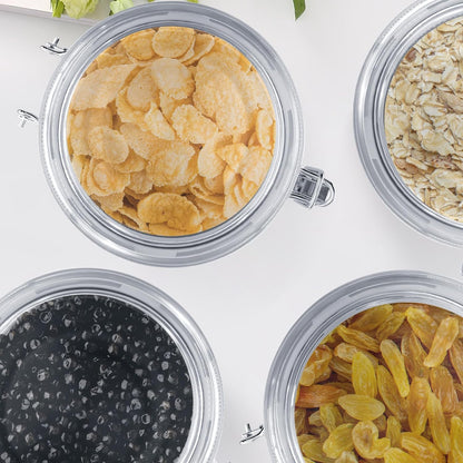 ENLOY 165oz Stainless Steel Airtight Canister for Kitchen, Large Flour Coffee Bean Tea Cereal Sugar Cookie Metal Food Storage Canisters with Clear Lid and Sturdy Locking Clamp (7.7 * 7.7 * 8.4in)