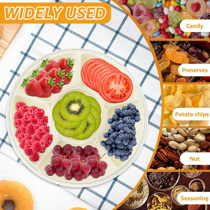 2 PCS Round Snack Tray Box with Lid, Rotating Container Snack Veggie Tray with Handle, Fruit Platter Spinner Container for Home Charcuterie Veggie Fruit Picnic Travel Party