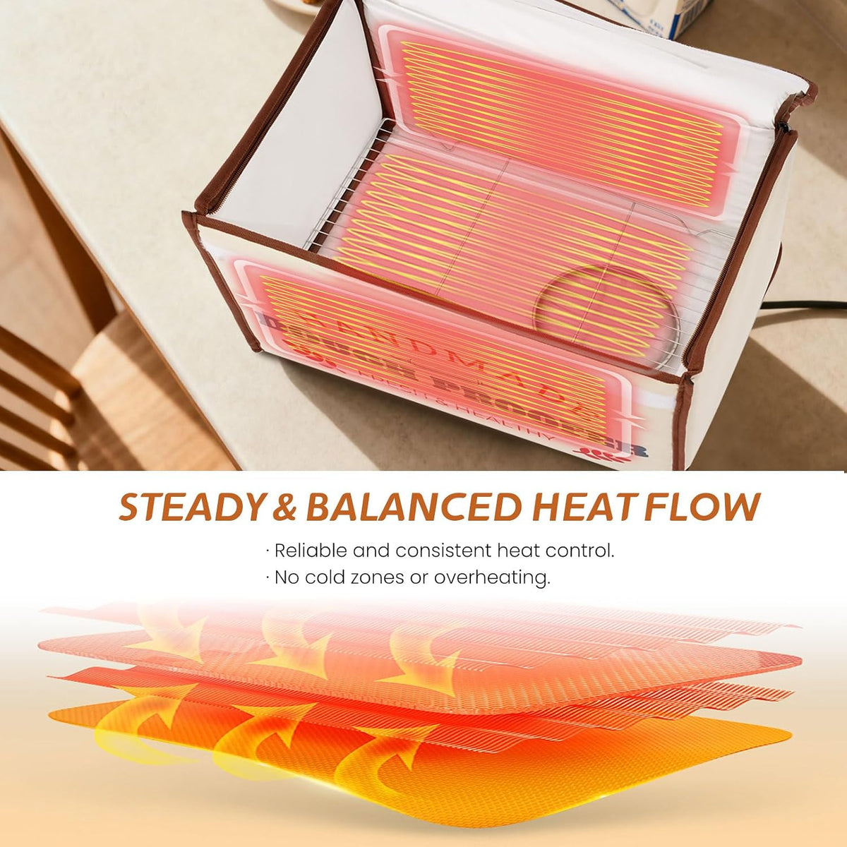 Extra Large Dough Proofing Box50-130°F, 3-Sided Heat 24HTimer